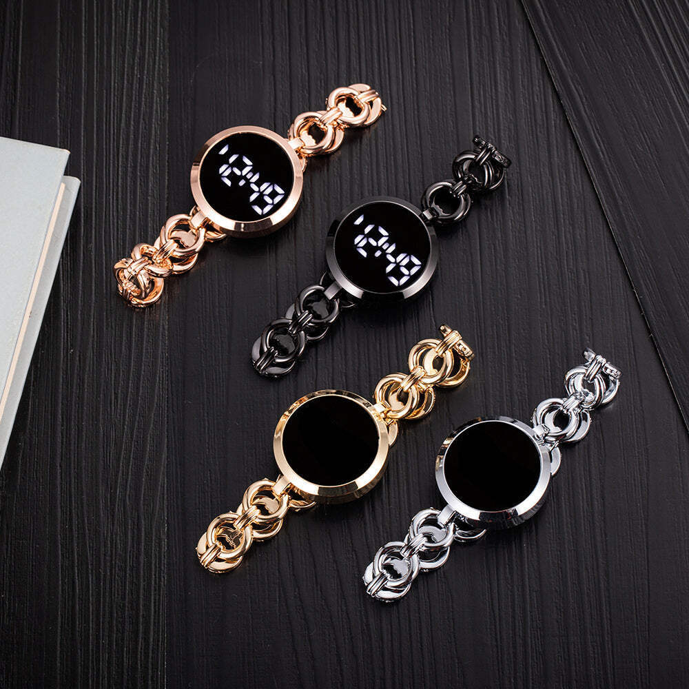 Stylish Digital Touch Screen LED Watch for Women in Black, Gold, Silver, and Ros