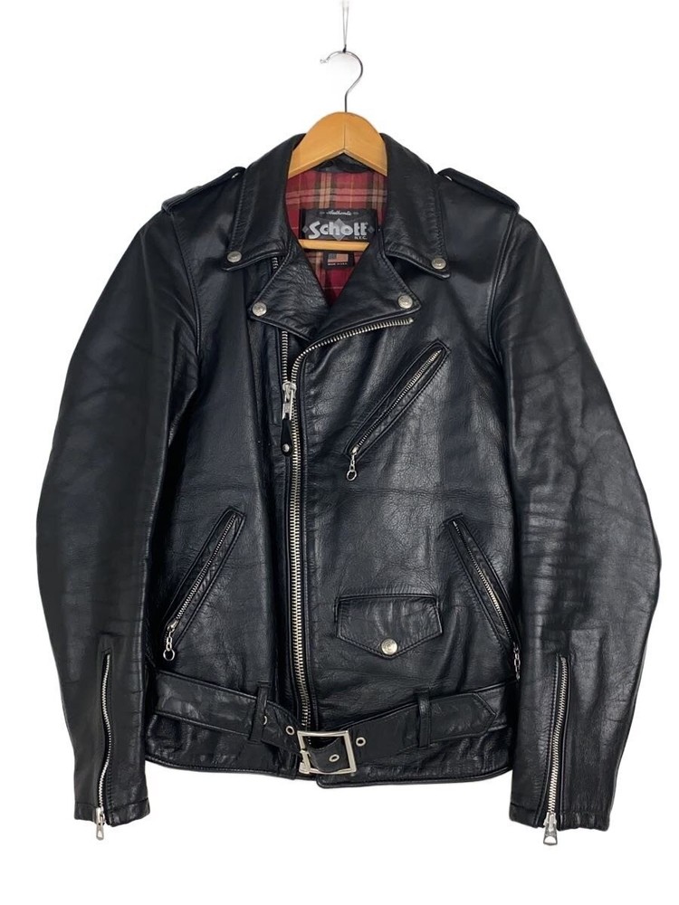 Schott Double Riders Jacket/Xs/Leather/Black/Plain/626/Made In Usa 3369