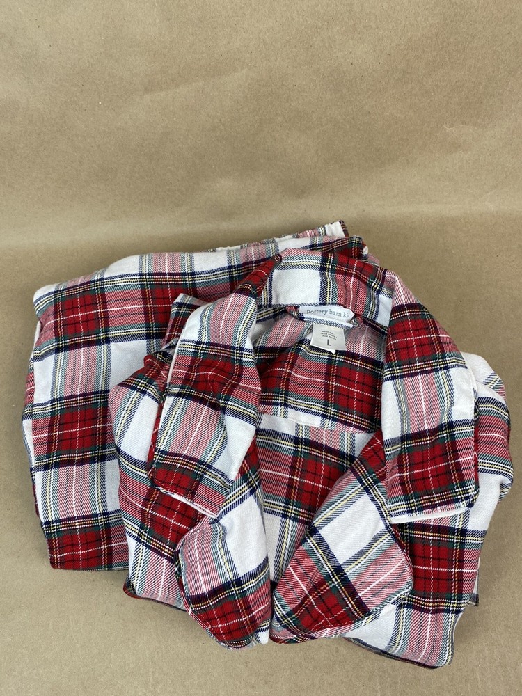 Pottery Barn Kids Morgan Plaid Womens Large Holiday Flannel Pajama Set