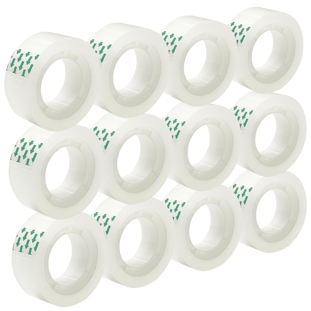 12 Rolls Transparent Tape Refills Rolls 3/4-Inch X 720 Inch, 1 Inch Core, Clear