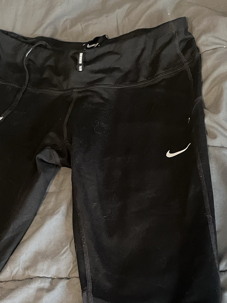 Nike Black Swoosh Logo Athletic Leggings for Women Size M