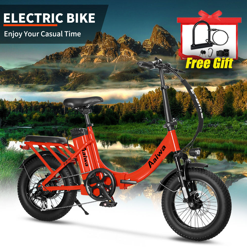 Peak 750W Folding Electric Bike 25mph 16 Inch Dual Seat Suspension Ebike