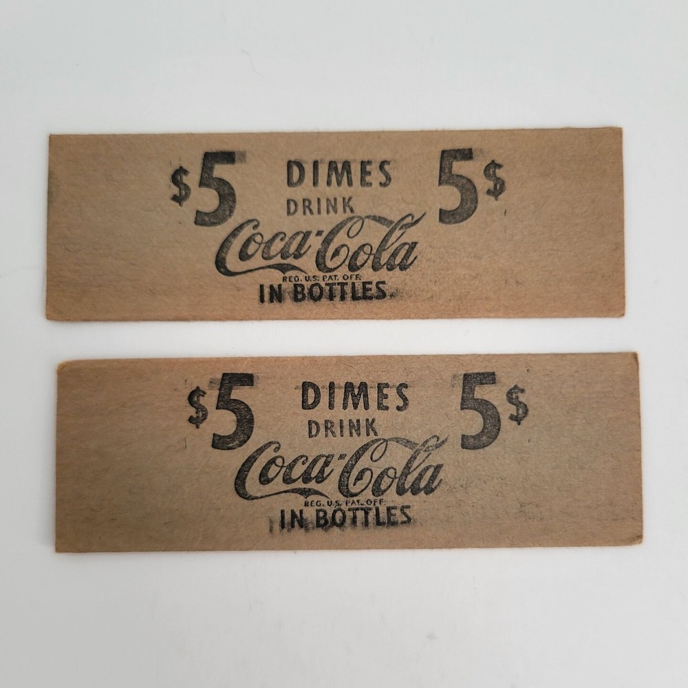 NOS Vintage Coca Cola In Bottles Coin Wrappers $5 Dimes Set of 2 Unused