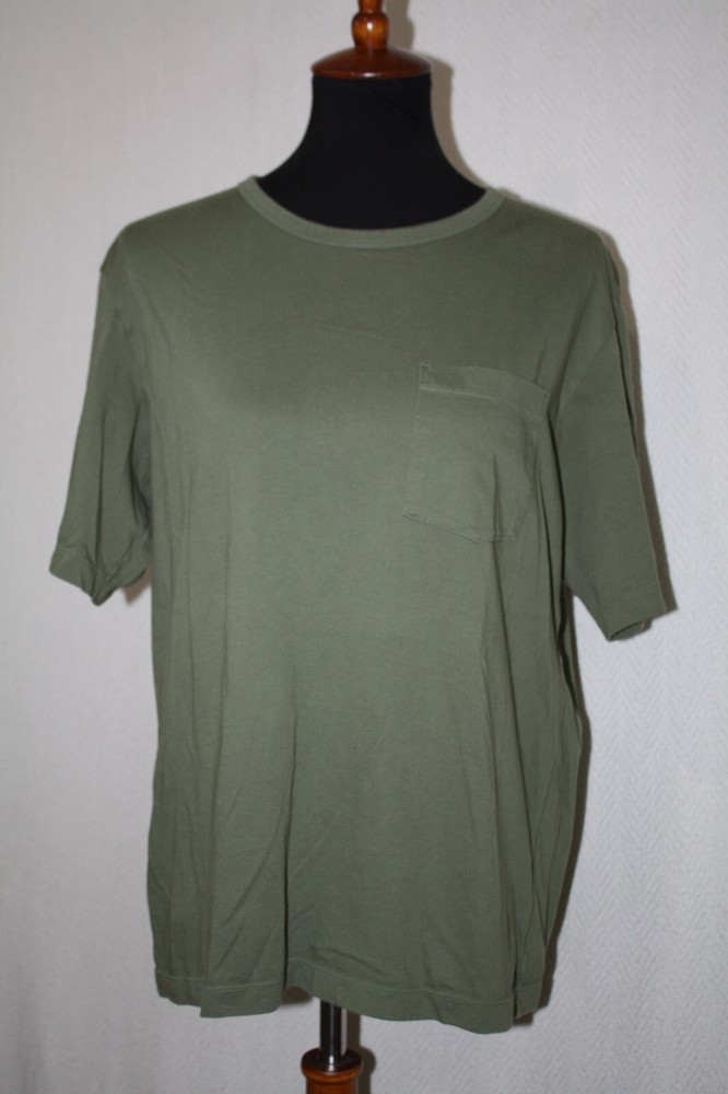 Uniqlo AIRism Sz M Unisex Olive Green Cotton Blend Short Sleeve Pocket Tee