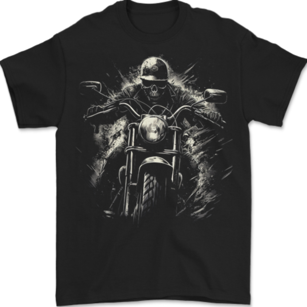 Skull Biker Motorcycle Motorbike Grim Reaper 19 Mens T-Shirt 100% Cotton