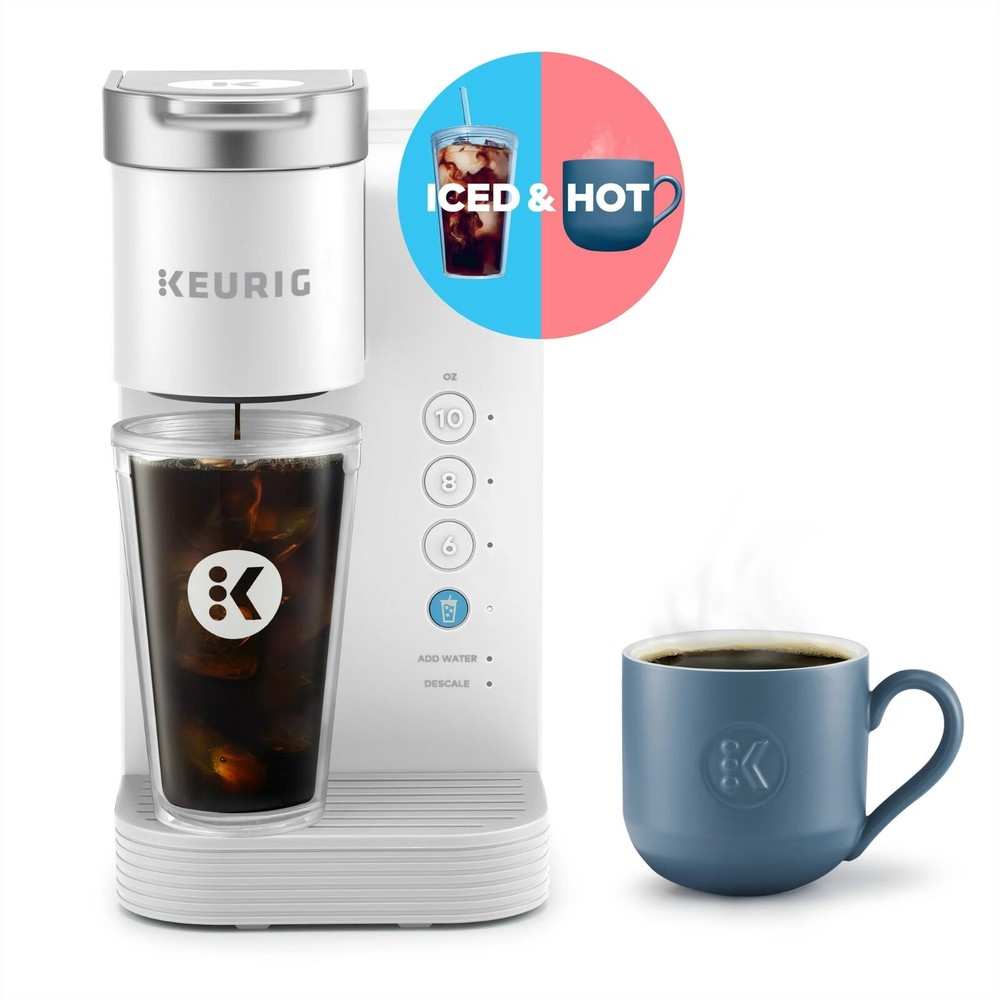 Keurig K-Iced Essentials Iced and Hot Single-Serve K-Cup Pod Coffee Maker, White