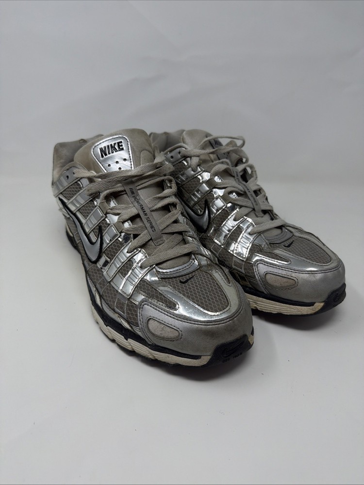 Nike P-6000 Metallic Silver Mesh Men's Sneaker Lace Up CN0149-001