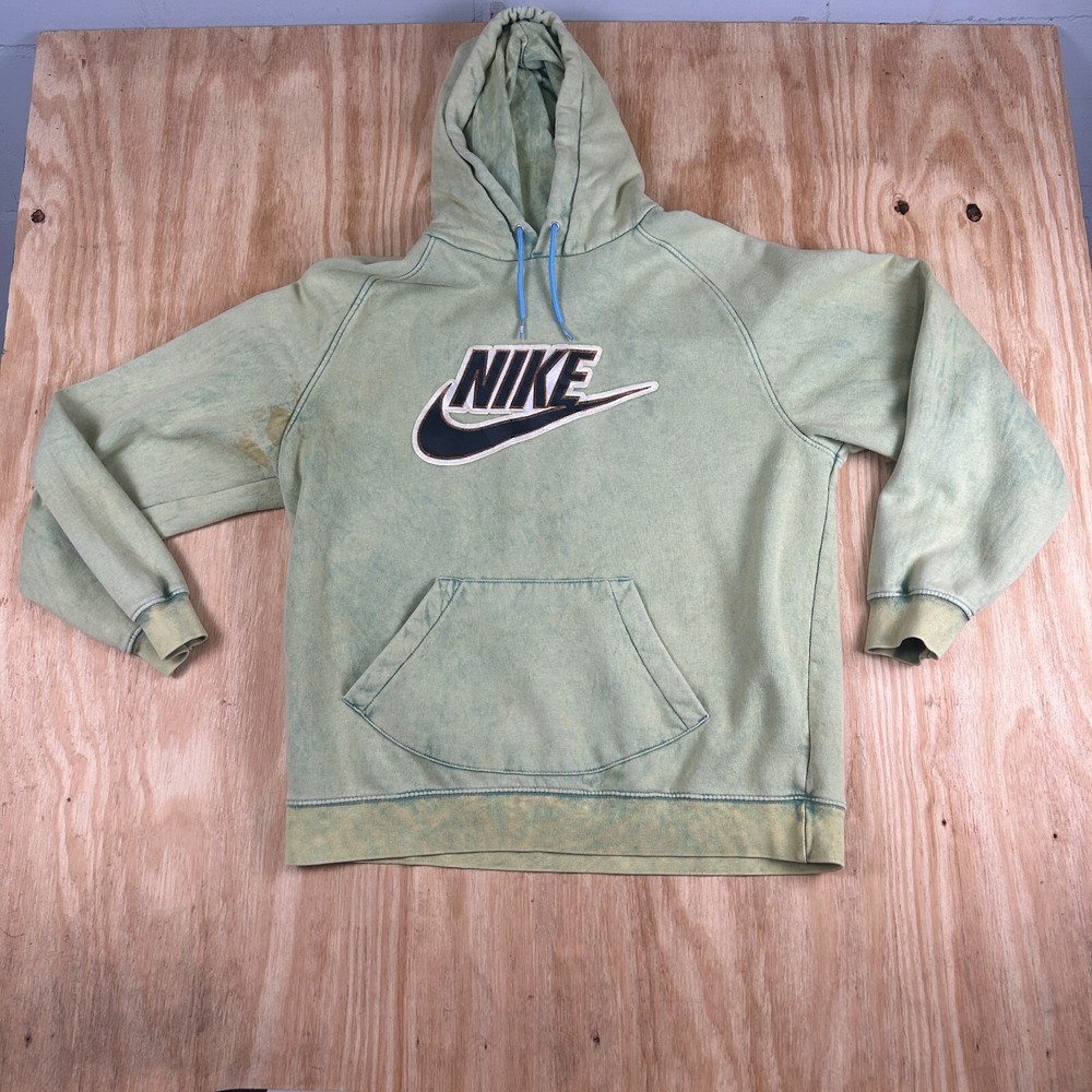 VTG Nike Silver Tag Center Swoosh Logo Sports Hoodie Sweatshirt Men XL Green Y2K