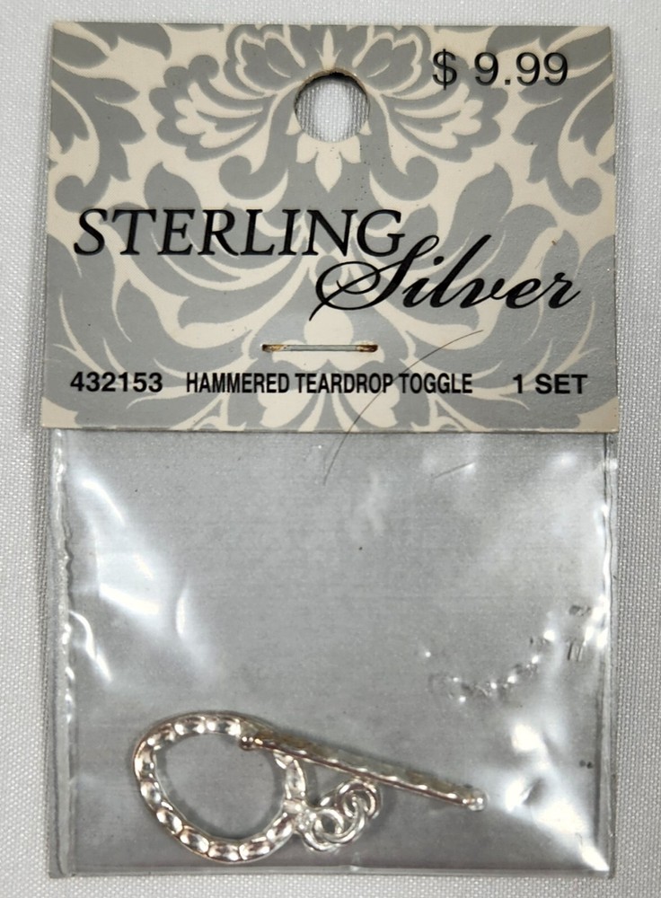 Sterling Silver Hammered Teardrop Toggle Clasp for Jewelry Making and Repairs