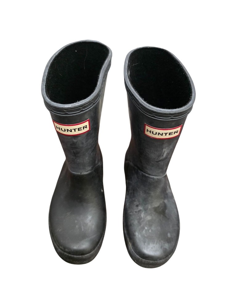 Hunter Kids Black Rubber Rain Boots Size 9 US Waterproof Play Shoes
