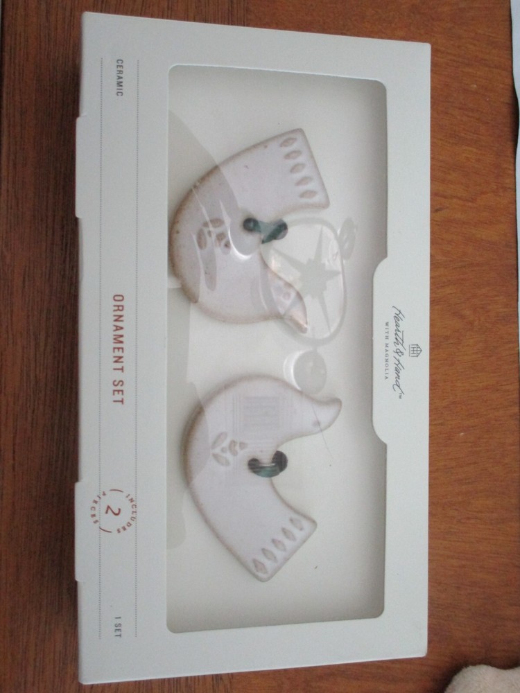 Magnolia Hearth Nordic Dove Bird Ceramic Christmas Tree Ornament Set of 2