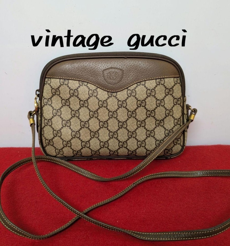 Gucci GG Monogram Vintage Leather Shoulder Bag Pochette Small New