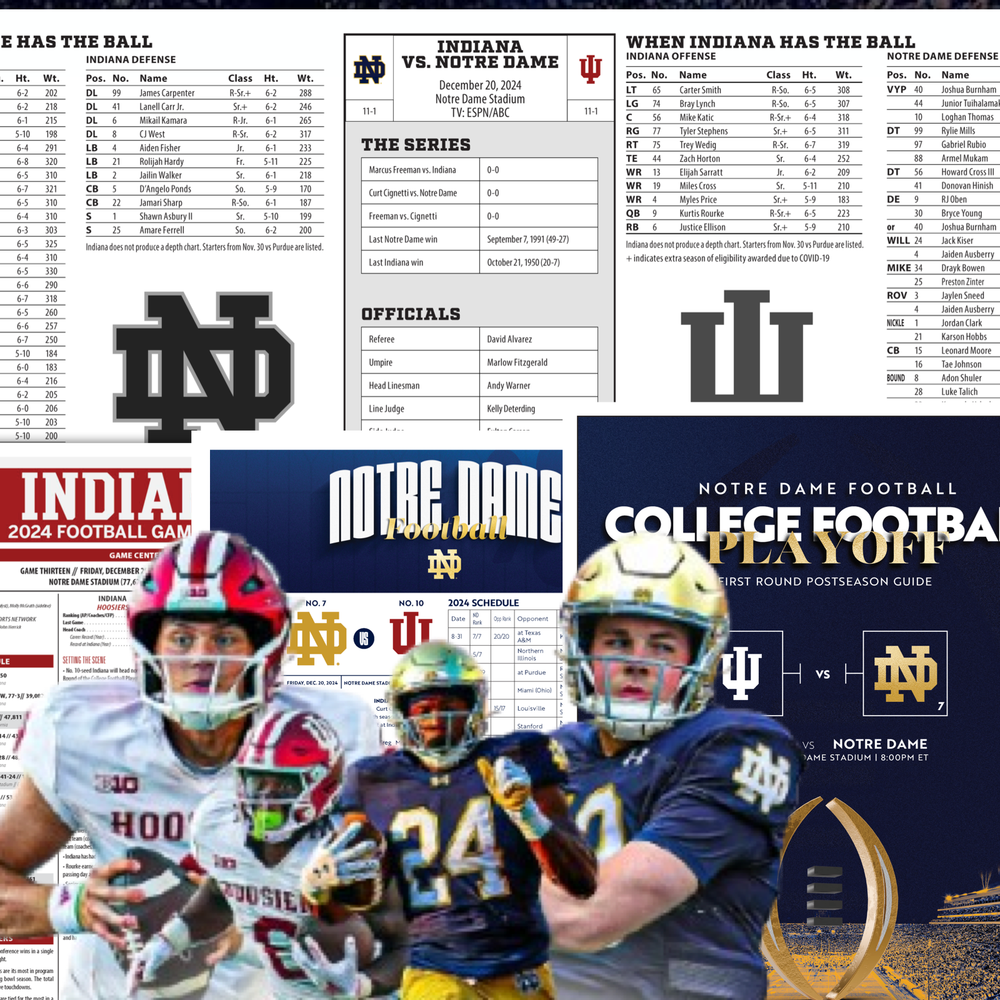 2024 Notre Dame vs Indiana - College Football Playoff - Flipcard & Program Notes