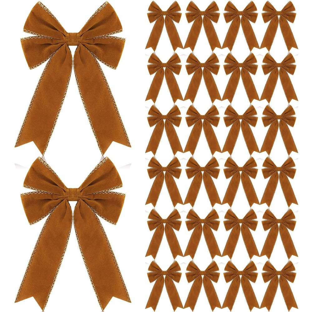 24 Pcs Christmas Velvet Bows 5 x 7.9 Inch Rustic Velvet Christmas Tree Bows V...
