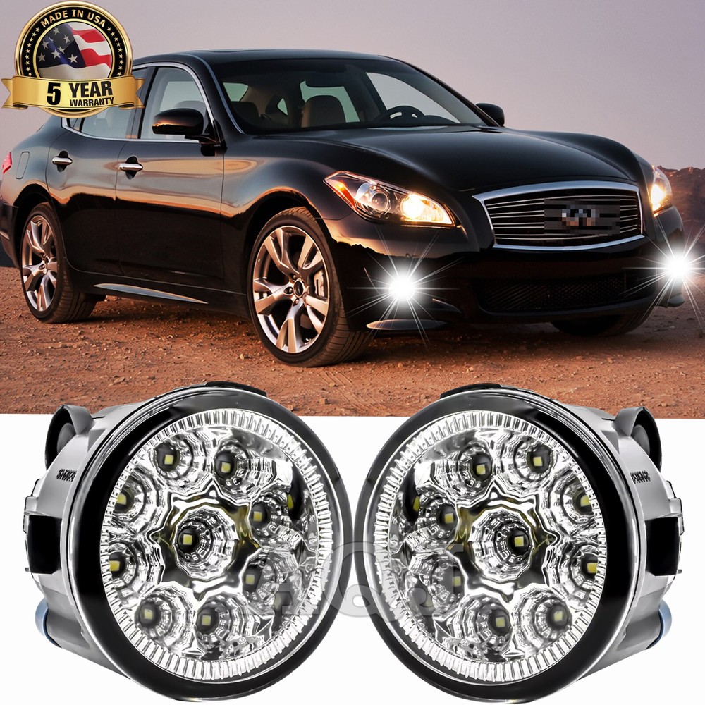 INFINITI M56 2011-2013 White LED Fog Light Driving Lamps Pair