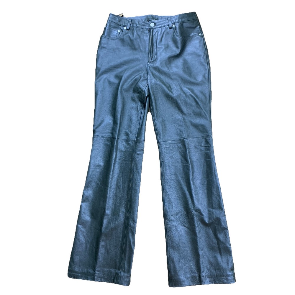 Newport News Womens Olive Green Leather Pants Size 10T Straight Leg Lined
