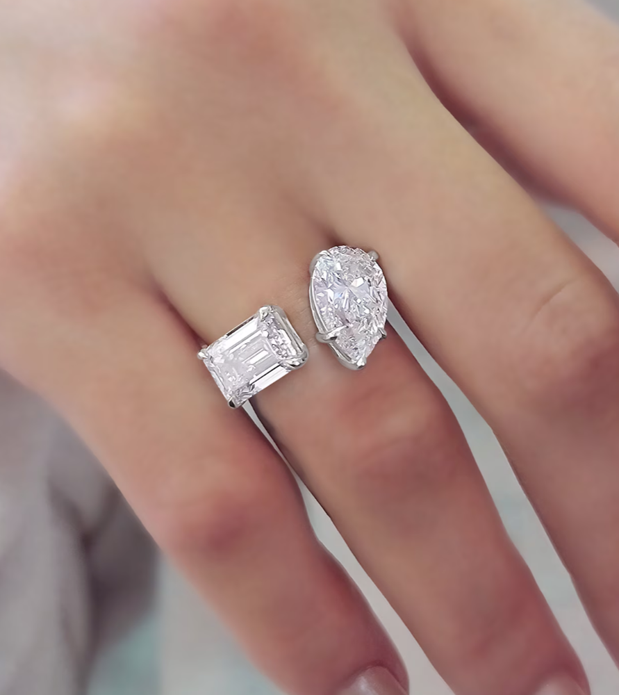 Cyber Monday! 6TCW Lab Grown Diamond 14k White Gold Toi et Moi Ring For Women's-image