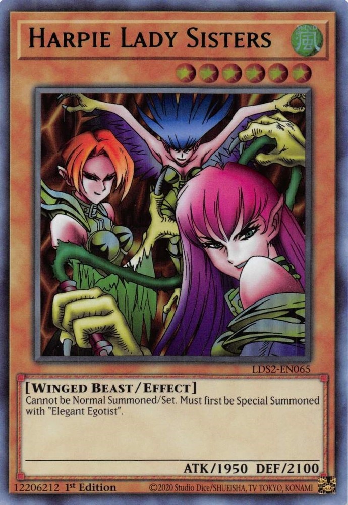 Harpie Lady Sisters Green LDS2-EN065 Legendary Duelists Season 2 1st Edition Rare