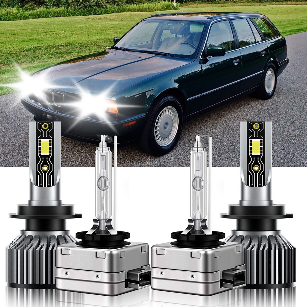For BMW 525i 2006-2010 H7+D1S LED HID Headlight Bulbs Kit White High Low Beam