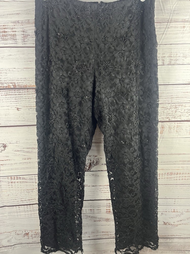 Sandra Darren Black Lace Sparkle Pants Women’s 14 Cocktail