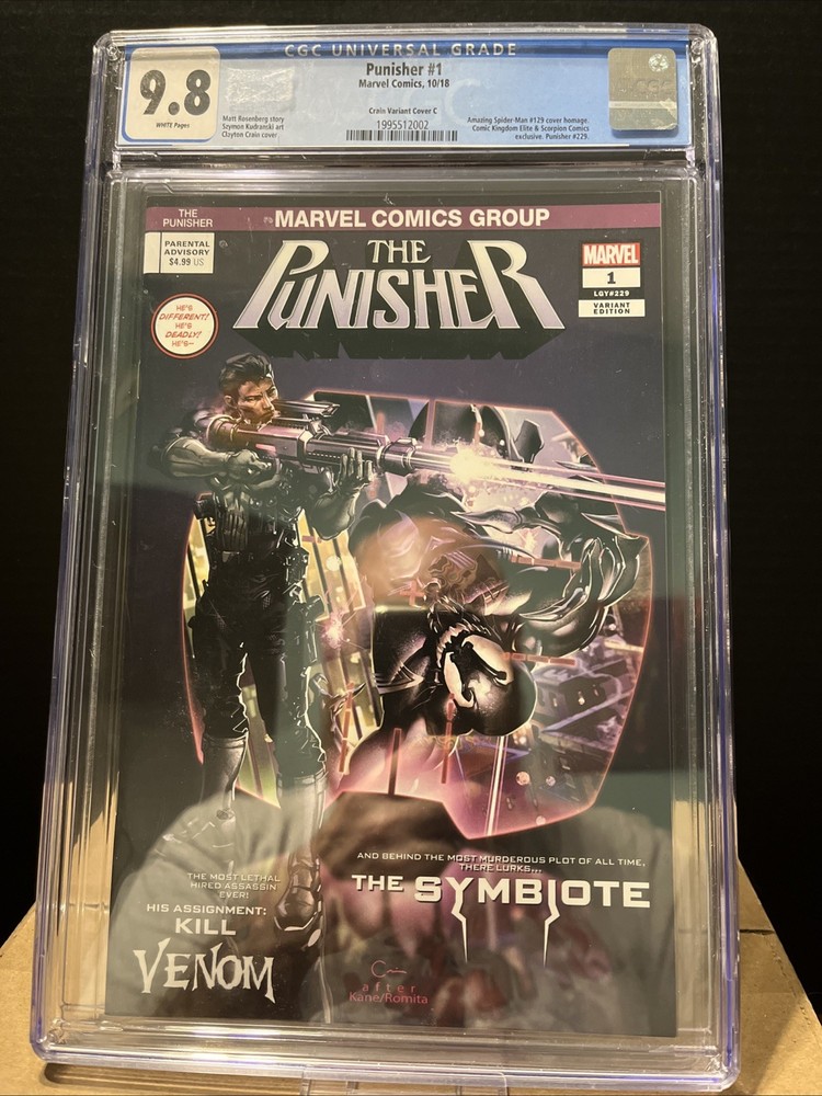 The Punisher #1 Crain Variant Cover C Purple CGC 9.8 🔥💯🔥