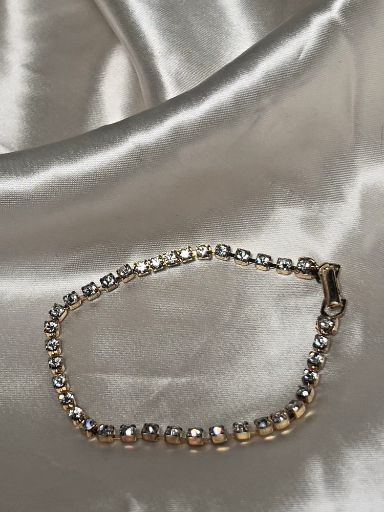 Fashion Jewelry Gold Tone Clear Rhinestone Prong Tennis Bracelet 7