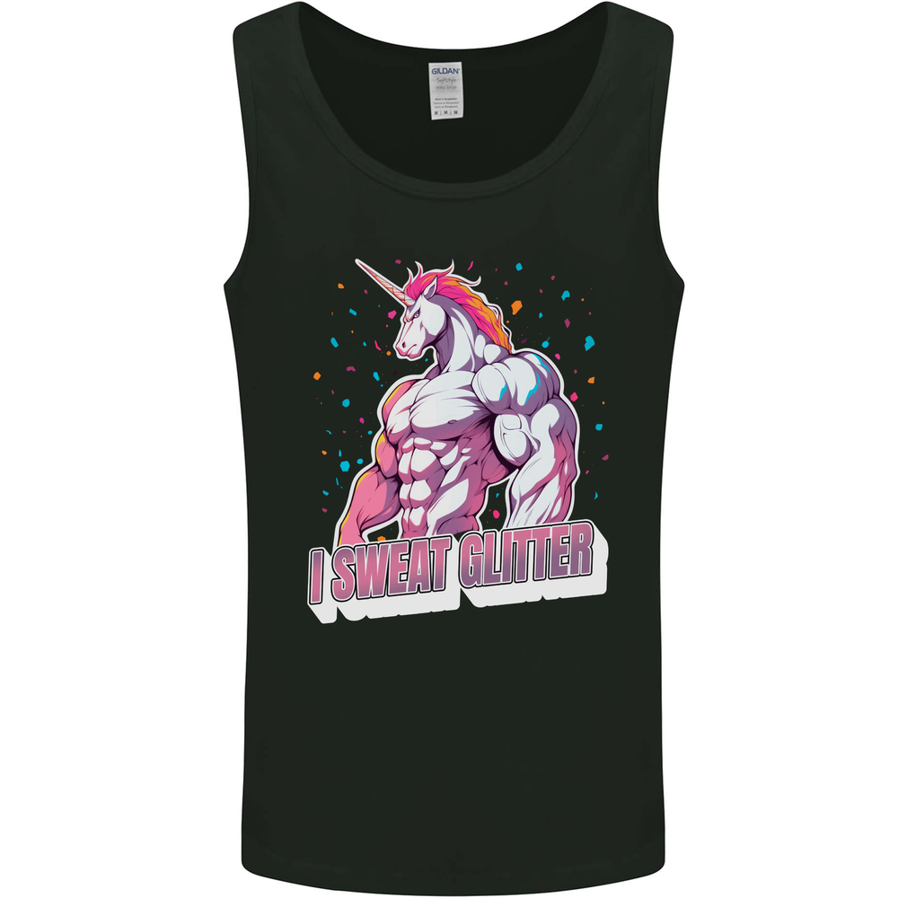 I Sweat Glitter Gym Unicorn LGBT Mens Vest Tank Top