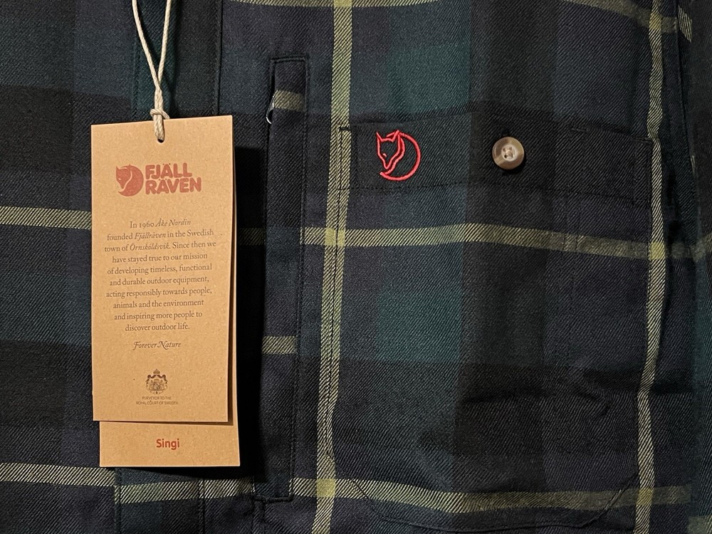 Fjallraven Flannel Shirt Arctic Green Navy Plaid Men's XL NWT $120