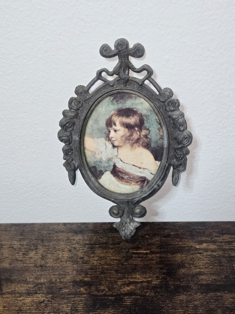 Vintage Italian Brass Oval Picture Frame 6