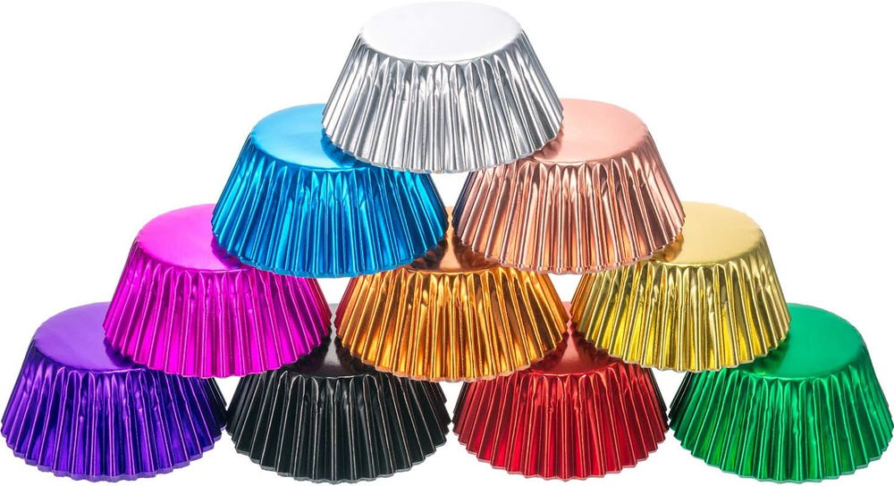 200 Pieces Foil Cupcake Liners Standard Size Metallic Cupcake Liners Paper Bakin