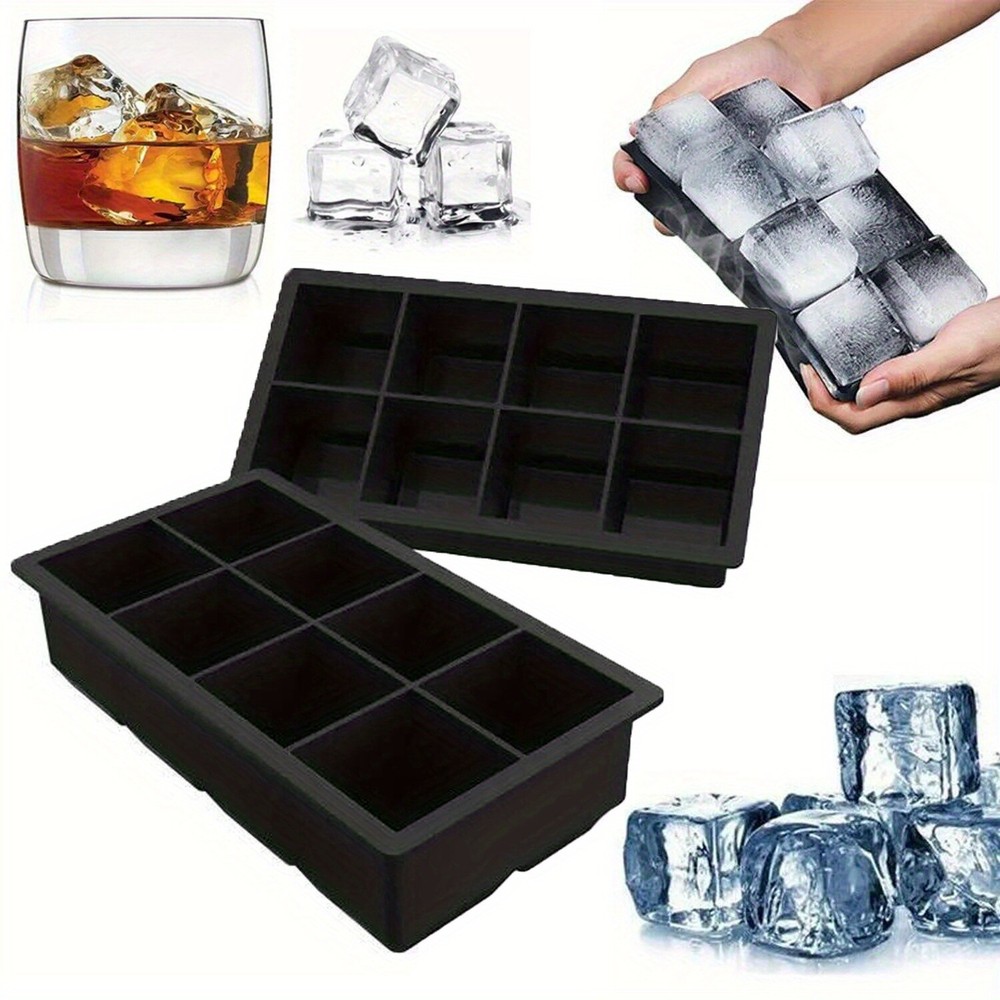 Large Ice Cube Molds 2 Pack, Silicone Ice Cube Tray for Freezer Whiskey