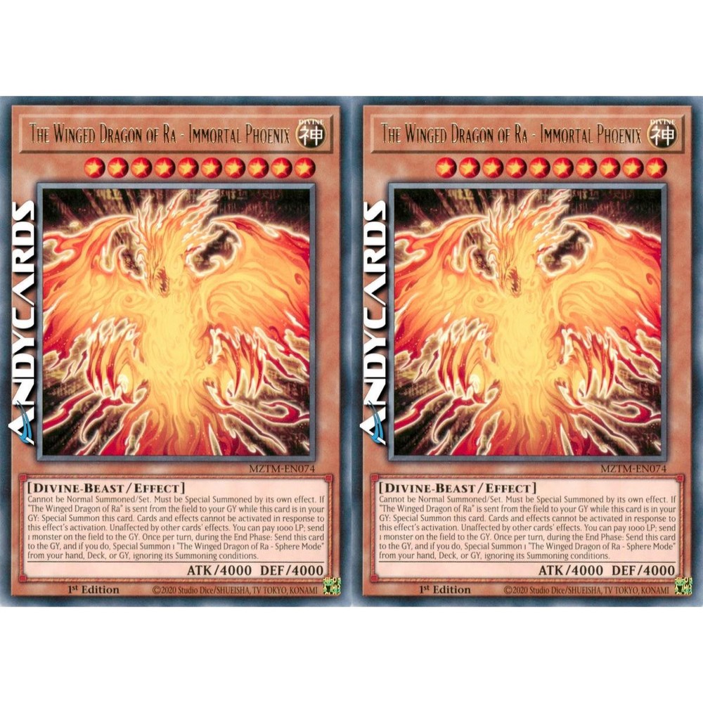 Winged Dragon of Ra Immortal Phoenix 2x Rare MZTM EN074 1st Ed Yugioh Card