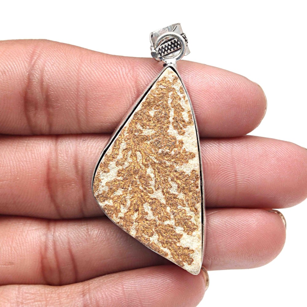 Dendritic Drusy Gemstone Pendant Valentine's Day Silver Jewelry 2.5 Inch