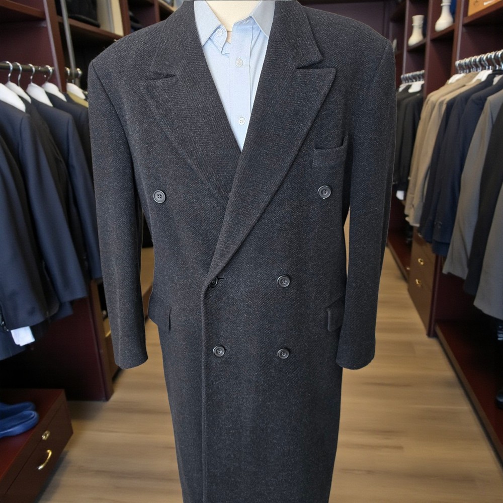 Vintage Yves St. Laurent Double Breasted Overcoat 46R 56 IT Wool Cashmere