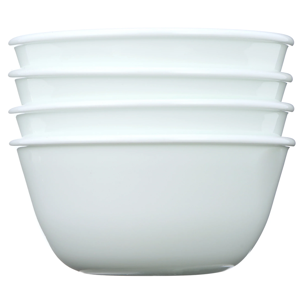 Winter Frost White 12oz Glass Rice Bowl Set of 4