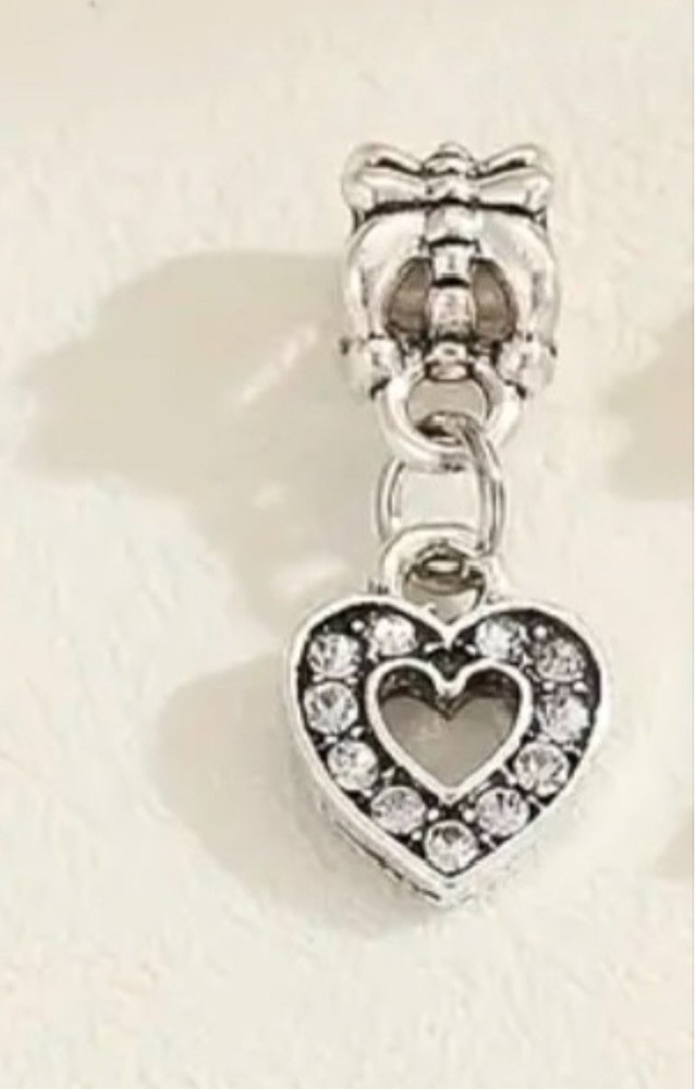 Stylish Pandora-Inspired Crystal Love Heart Alloy Charm with Free Shipping