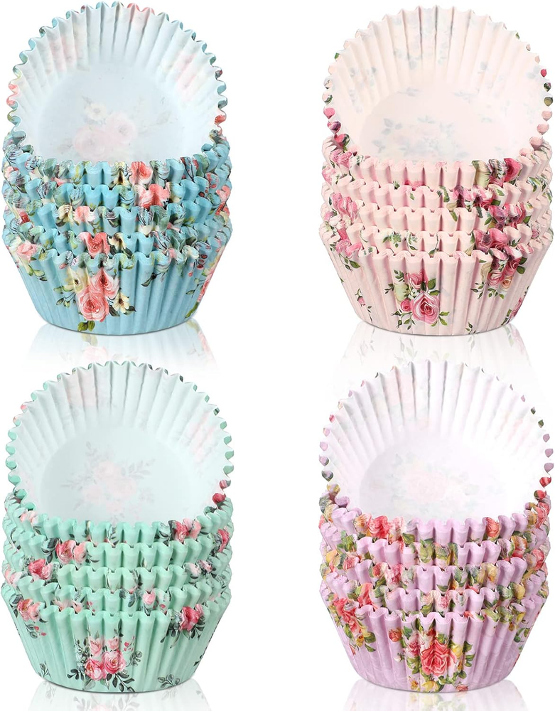 600 Floral Cupcake Liners for Baking Easter Muffins Tea Party Flower Paper Cups