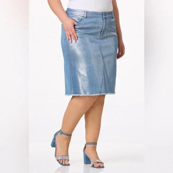 Cato | PLUS SIZE FOILED DENIM SKIRT