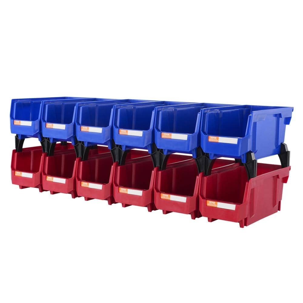 Blue/Red Hanging Stackable Plastic Storage Bin 11x5x5 Organizer