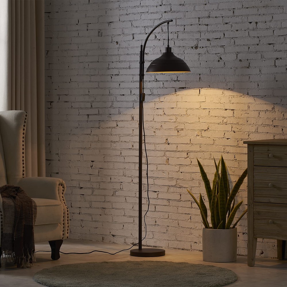 Industrial Floor Lamp Modern Rustic Task Floor Lamp in Aged Bronze Finish, St...