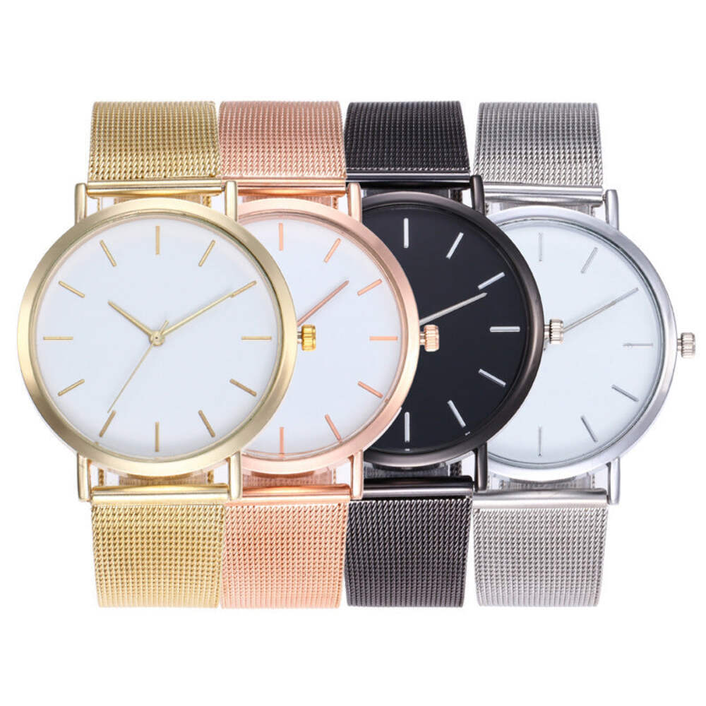 Alloy Mesh Belt Watch with Glass Mirror - 40mm Dial, 240mm Adjustable Strap