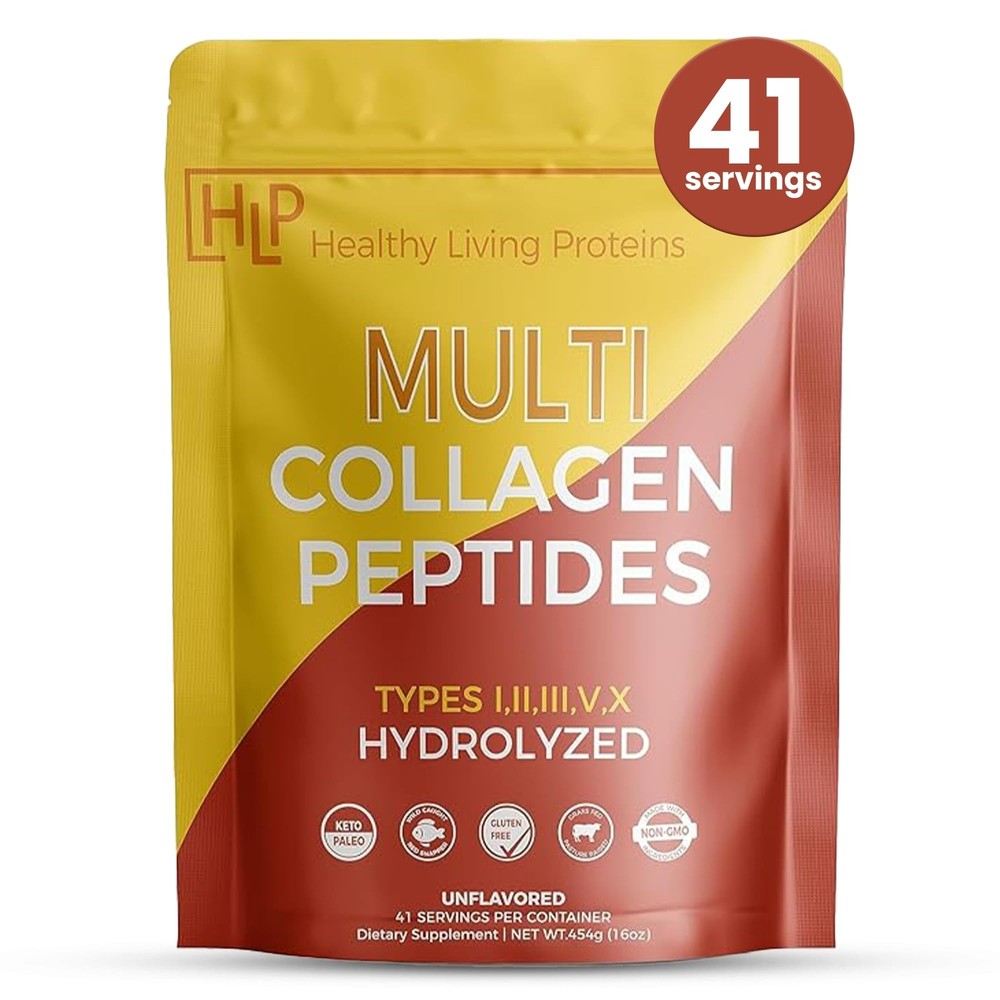 Healthy Living Proteins | Multi Hydrolyzed Collagen Peptides Type I, II, III,...