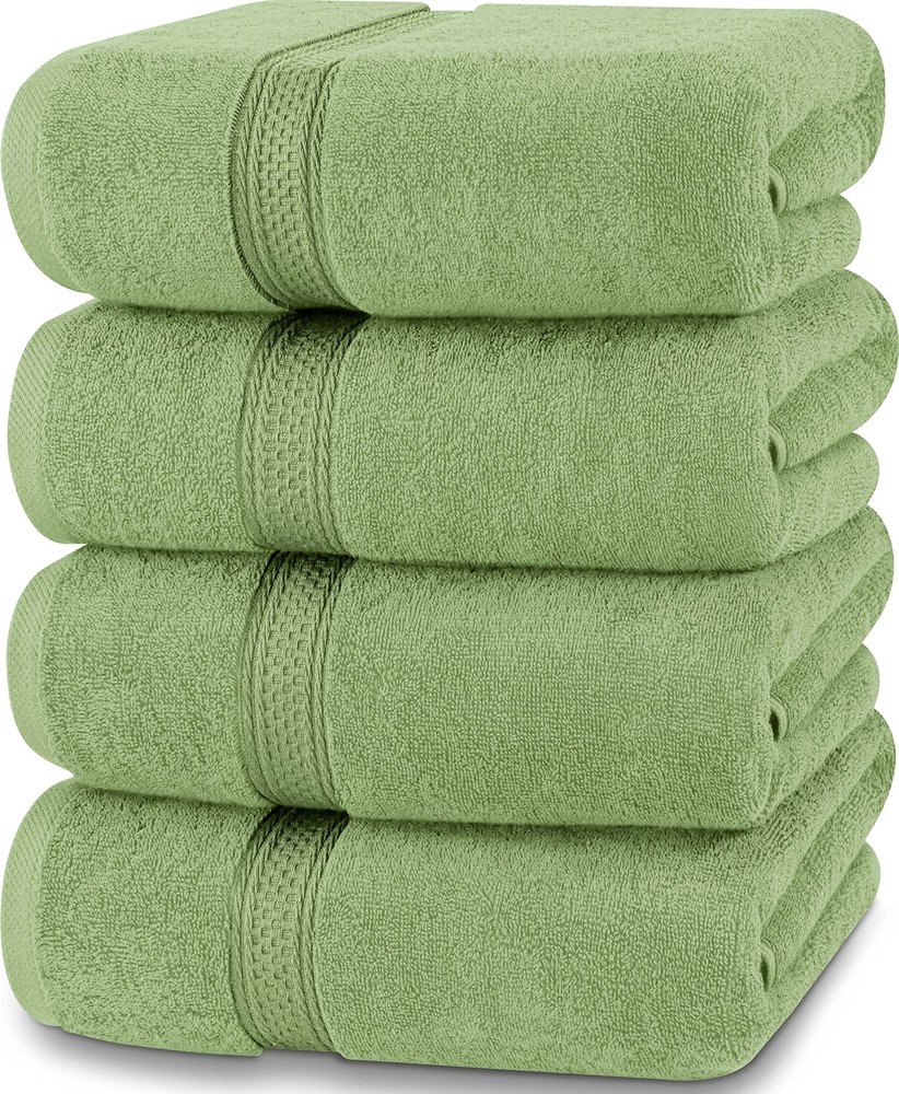 Utopia 4 Pack Bath Towels 100% Cotton Quick Dry 600GSM Sage Green