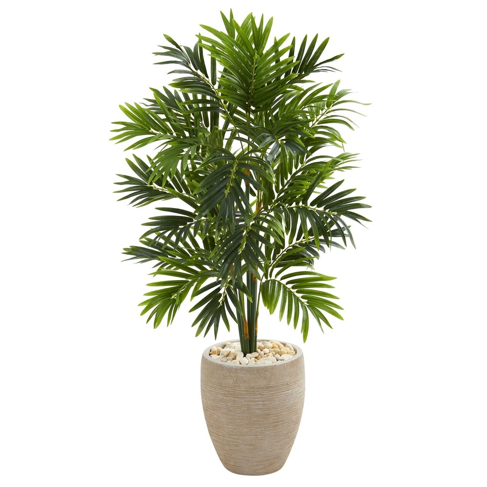 4 ft Areca Artificial Palm Tree in Sand Planter - 26 in Wide