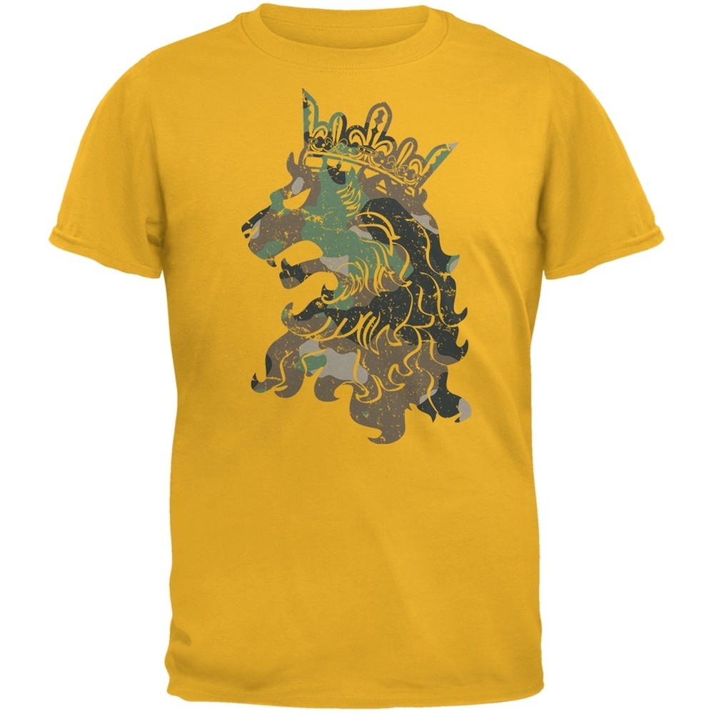 Camo Heraldic Lion Gold Adult T-Shirt