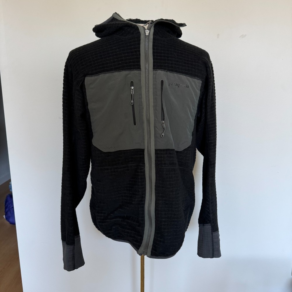 Patagonia Mens L R3 Reversible Full Zip Polartec Fleece Hoodie Jacket for Outdoor