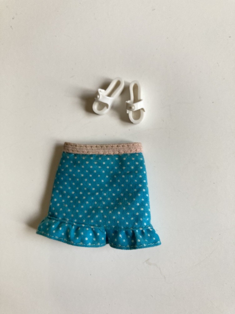 1976 GROWING UP GINGER BLUE DOT SKIRT + SHOES- BARBIE SKIPPER'S FRIEND