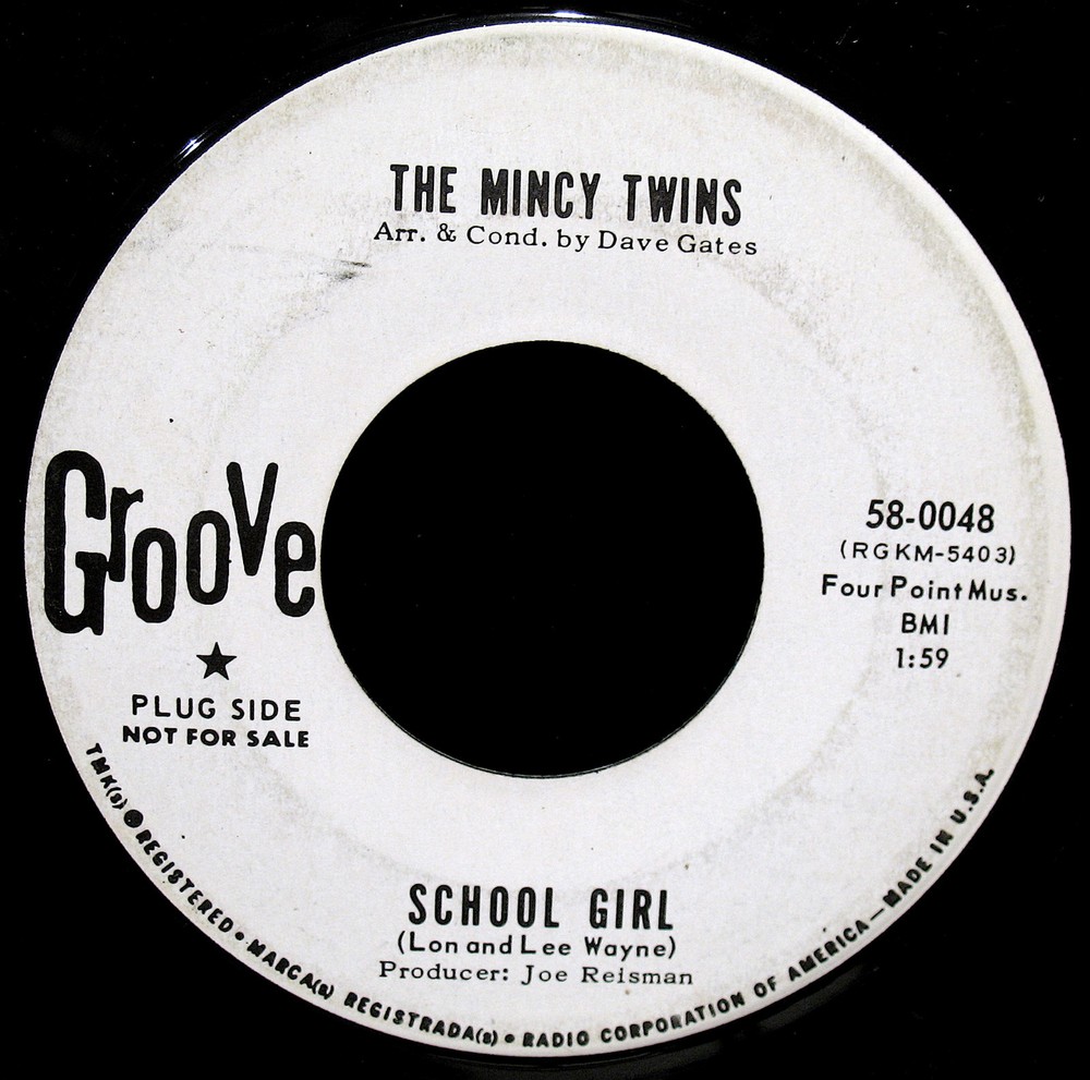 THE MINCY TWINS-School Girl-Great Early Rock R&B Promo 45-GROOVE #58-0048