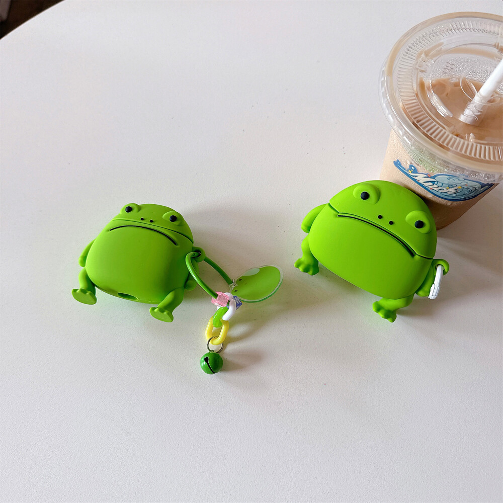 For Airpods Pro 4th 3rd 2 Generation Cute 3D Green Frog Earphones Charging Case
