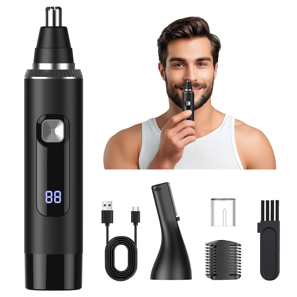 2025 Rechargeable LED Display Ear and Nose Hair Trimmer for Men and Women